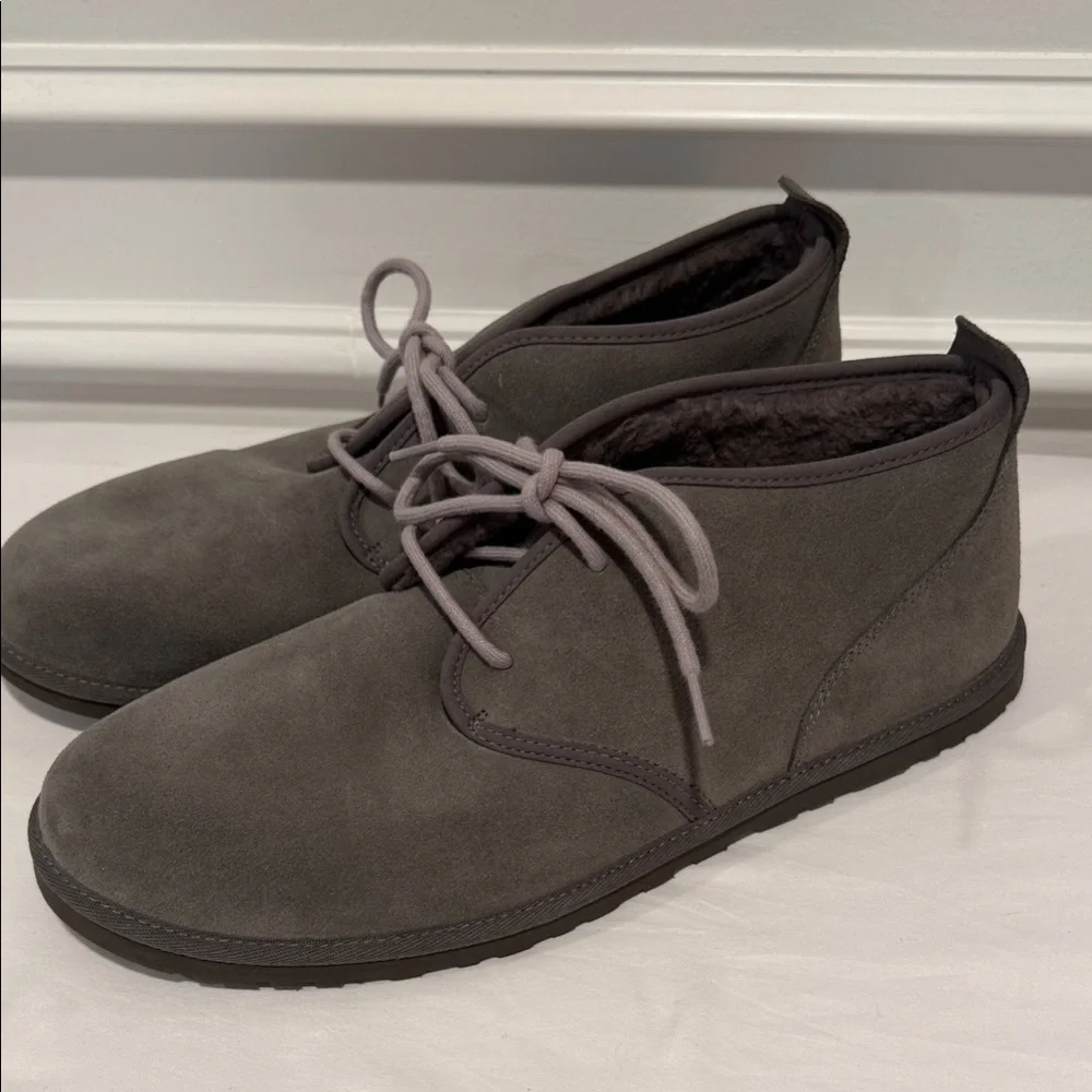 UGG Men’s Maksim Chukka Boots‎ Size 12 Gray Suede Shearling Lined Lace-Up NEW